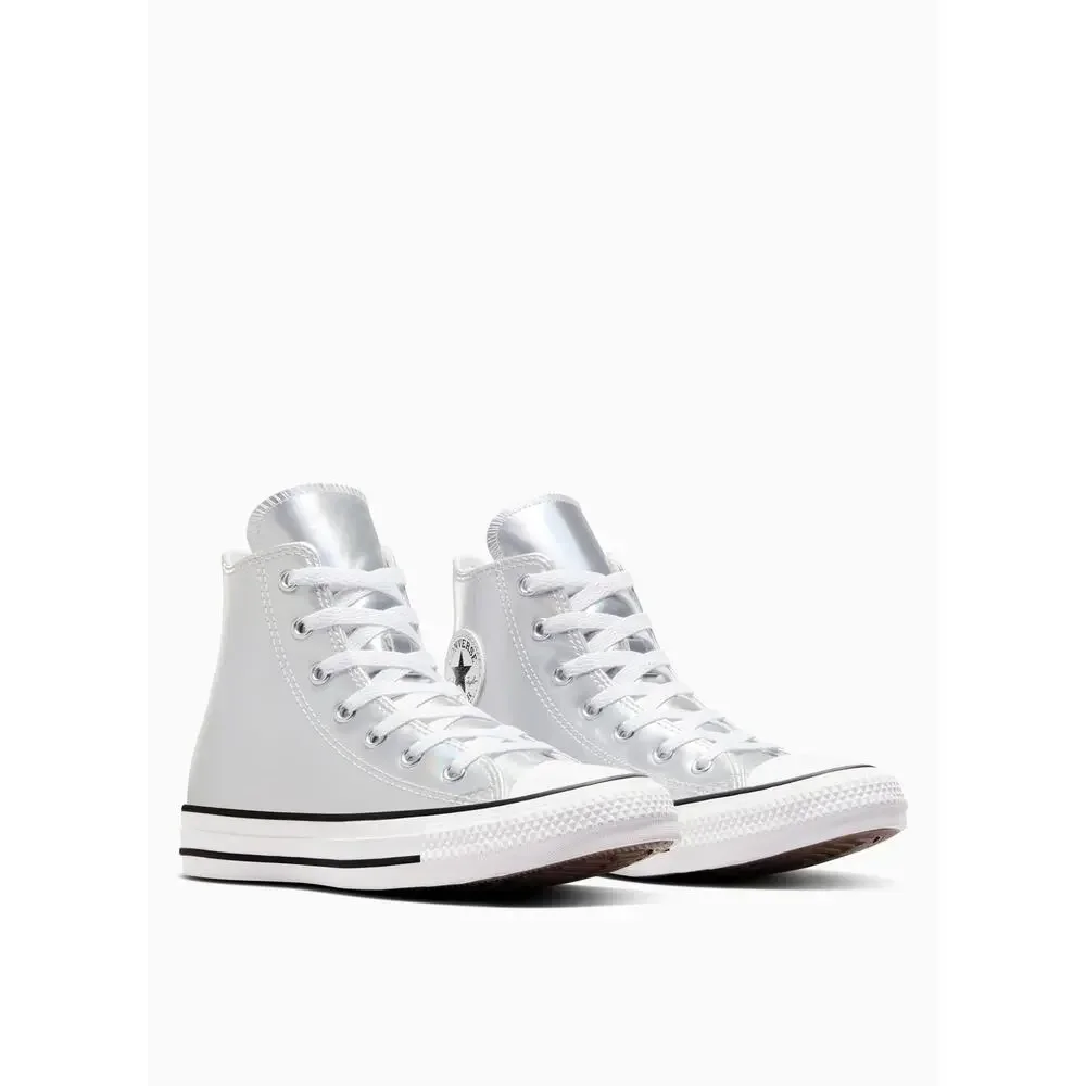 NWT Converse Boy's Chuck Taylor All Star Metallic Sneaker, Silver/White, 4 US